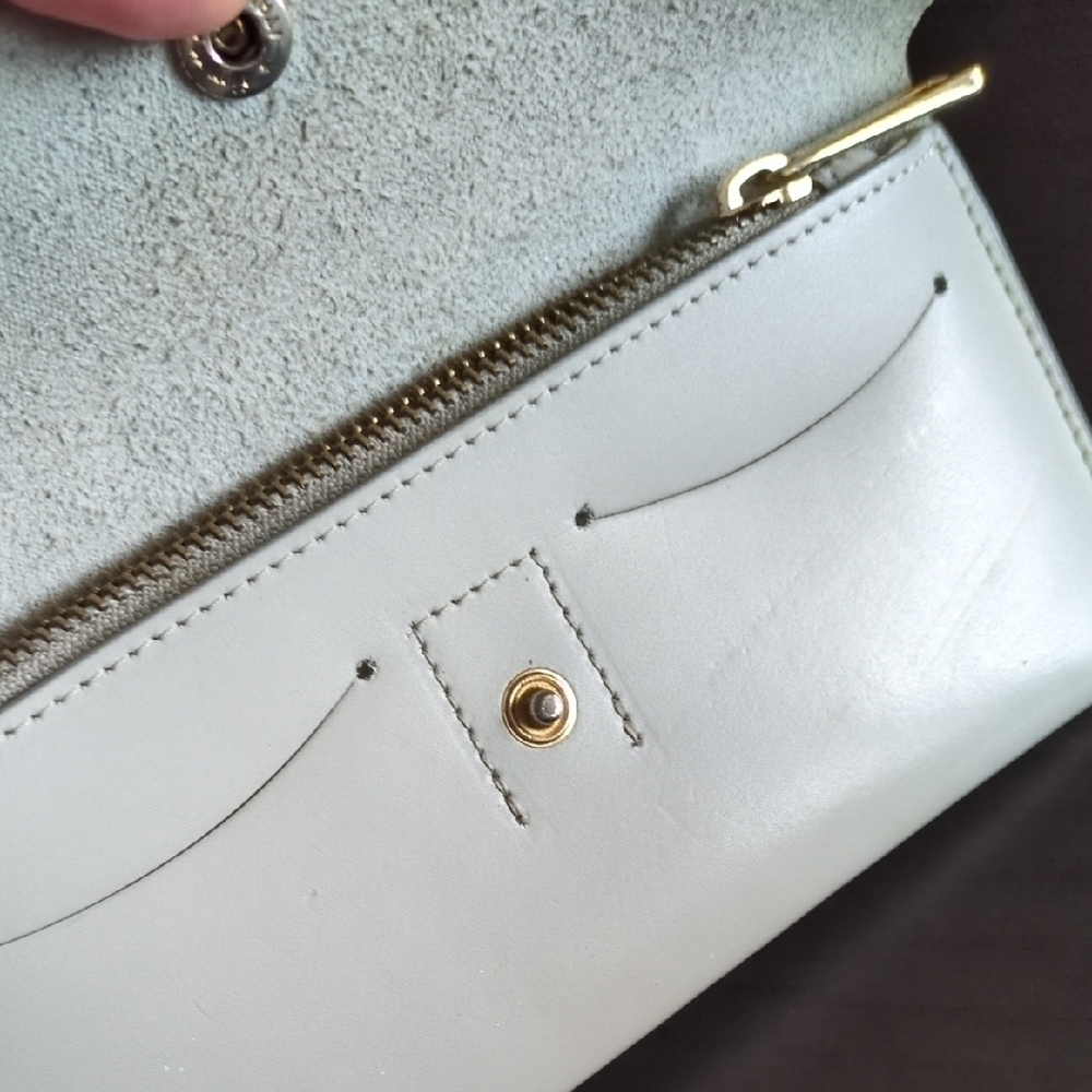 Cream Wallet with Textured Leather and Snap Closure - Picture 4 of 6